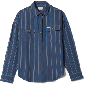 Brixton Women's Brixton Wandering Long-Sleeve Overshirt 2025 Blue in White size Small | Cotton - $43.10 at evo