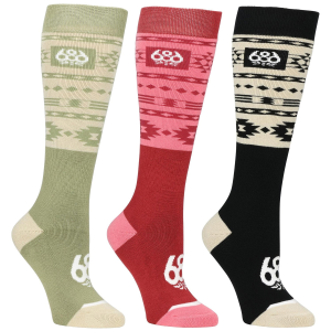 Women's 686 Southwest 3-Pack Socks 2026 in Green size Small/Medium | Nylon/Spandex/Acrylic