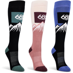 Women's 686 Snow Caps 3-Pack Socks 2026 in Khaki size Large/X-Large | Nylon/Spandex/Acrylic
