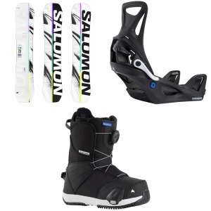 Salomon Kid's Salomon Huck Knife Grom SnowboardKids' 2026 - 130 Package (130 cm) + L Kids in Blue size 130/L | Nylon/Rubber - $779.85 at evo