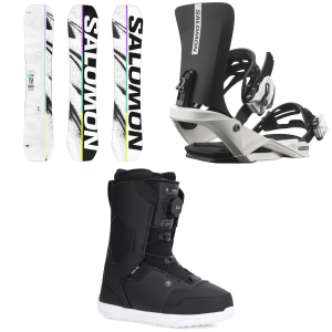 Salomon Kid's Salomon Huck Knife Grom SnowboardKids' 2026 - 145W Package (145W cm) + S Kids in Black size 145W/S | Rubber - $712.35 at evo