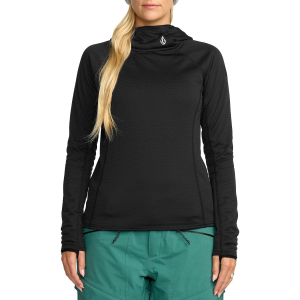 Women's Volcom Gridlock Balaclava Pullover Fleece 2026 in Black size X-Small | Elastane/Lycra/Polyester