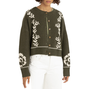 Rhythm Women's Rhythm Antique Floral Crop Cardigan Sweater 2025 Green size Small | Nylon/Acrylic/Wool - $84.95 at evo