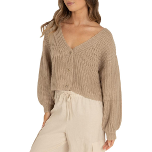 Rhythm Women's Rhythm Eadie Oversized Knit Cardigan Sweater 2025 in Brown size Large | Nylon/Acrylic/Wool - $74.95 at evo
