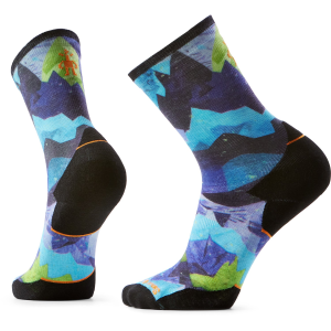 Smartwool Trail Run Targeted Cushion Summit Sector Print Crew Socks Men's 2026 in Blue size X-Large | Nylon/Wool/Elastane
