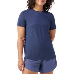 Women's Smartwool Active Mesh Short-Sleeve Shirt 2026 in Blue size Large | Wool/Polyester
