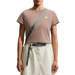Women's Nike ACG Dri-Fit Fitted Tri Short-Sleeve T-Shirt 2026 Brown in White size Medium | Cotton/Polyester
