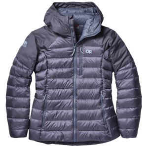 Women's Outdoor Research Helium Down Hoodie 2027 in Purple size X-Large | Nylon