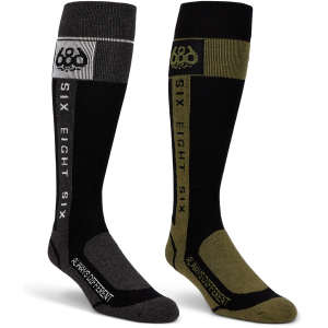 686 Flow 2-Pack Socks 2027 size Large/X-Large | Nylon/Spandex/Acrylic