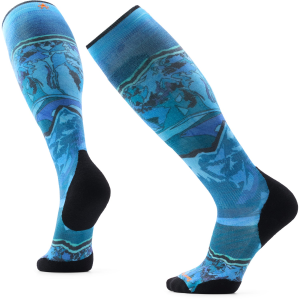 Smartwool Ski Targeted Cushion Storm Peak Print OTC Socks 2027 in Blue size Large | Nylon/Wool/Elastane