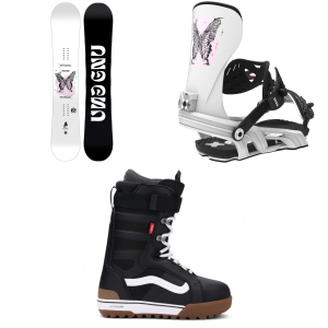 Gnu Women's GNU Fiction Snowboard 2027 - 148 Package (148 cm) + S/M Womens in Black size 148/S/M | Nylon/Aluminum - $926.98 at evo
