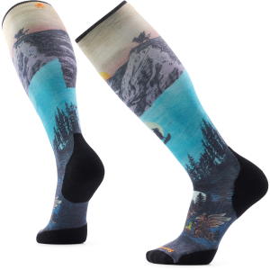 Smartwool Ski Targeted Cushion Winter Phase Print OTC Socks 2027 in Blue size Large | Nylon/Wool/Elastane