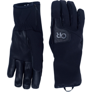 Women's Outdoor Research Stormtracker Sensor Windbloc Glove 2027 in Black size Large | Spandex/Leather/Polyester