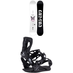 Women's GNU Fiction Snowboard 2027 - 148 Package (148 cm) + M Mens in Black size 148/M | Nylon
