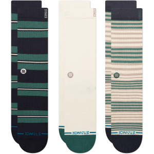 Stance Caesar Stripe 3-Pack Socks 2026 in Khaki size Large