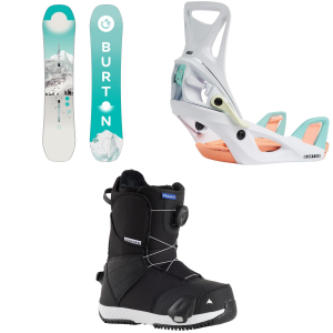 Burton Kid's Burton Feelgood Smalls SnowboardGirls' 2027 - 135 Package (135 cm) + L Kids in Black size 135/L | Nylon - $769.85 at evo