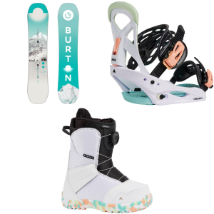 Burton Kid's Burton Feelgood Smalls SnowboardGirls' 2027 - 135 Package (135 cm) + L Kids in Black size 135/L | Aluminum - $647.87 at evo