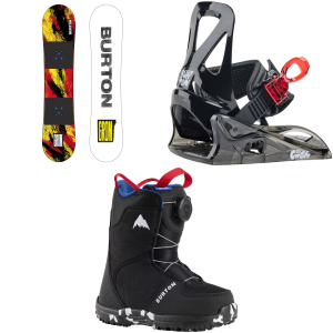 Burton Kid's Burton Grom SnowboardKids' 2027 - 120 Package (120 cm) + M Kids in Black size 120/M - $476.87 at evo