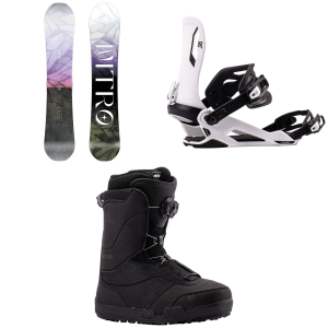 Women's Nitro Lectra Leaf Snowboard 2027 - 149 Package (149 cm) + M Mens in Teal size 149/M