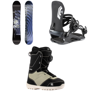 Kid's Nitro Arial SnowboardGirls' 2027 - 142 Package (142 cm) + S Kids in Black size 142/S | Aluminum