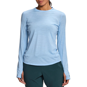 Women's Janji Repeat Long Sleeve Shirt 2026 in Blue size X-Large | Nylon/Wool/Micron