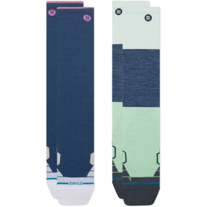 Women's Stance Two Tone Snow Socks 2 Pack 2027 in Blue size Medium | Wool