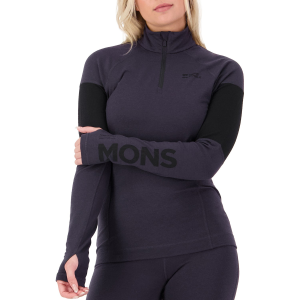 Women's Mons Royale Olympus Base Layer 1/4 Zip Long-Sleeve Top 2027 in Purple size X-Small | Wool/Elastane