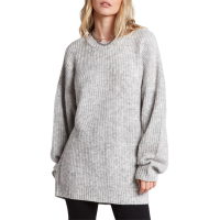 Women's Volcom Fresh Fuzz Sweater 2021 - M/L Gray in Grey Size Medium/Large | Nylon/Acrylic/Elastane