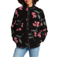 Women's Volcom Bloom Box Mock Neck Fleece 2021 - Small Black | Polyester