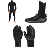 Quiksilver 5/4/3 Everyday Sessions Chest Zip Hooded Wetsuit 2022 - MT Package (MT) + 5 Bindings in Black size Mt/5 | Nylon/Elastane/Rubber
