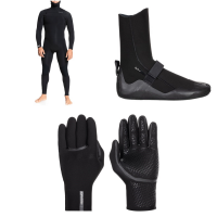 Quiksilver 5/4/3 Everyday Sessions Chest Zip Hooded Wetsuit 2022 - MT Package (MT) + 10 Bindings in Black size Mt/10 | Nylon/Elastane/Rubber