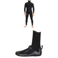 Quiksilver 5/4/3 Everyday Sessions Chest Zip Hooded Wetsuit 2022 - Large Package (L) + 11 Bindings in Black size L/11 | Nylon/Elastane/Rubber