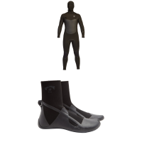 Billabong 5/4 Absolute Plus Chest Zip Hooded Wetsuit 2021 - Large Package (L) + 11 Bindings | Nylon/Neoprene in Black size L/11 | Nylon/Polyester/Neoprene