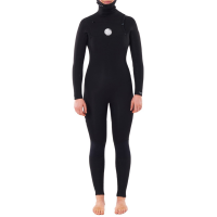 Women's Rip Curl 5/4 Dawn Patrol Chest Zip Hooded Wetsuit in Black | Neoprene