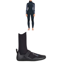 Women's Roxy 5/4/3 Syncro Chest Zip Hooded Wetsuit 2021 - 8T Package (8T) + 7 Bindings in Black size 8T/7 | Nylon/Elastane/Neoprene