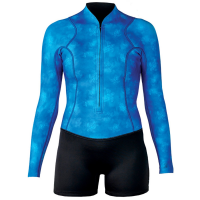 Women's XCEL Water Inspired Axis Long Sleeve Front Zip 2/1mm Springsuit 2021 in Blue size 12 | Spandex/Neoprene