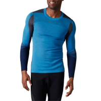 Smartwool Intraknit 200 Colorblock Crew Top 2022 in Blue size X-Large | Wool/Elastane/Polyester