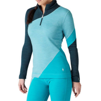 Women's Smartwool 250 Baselayer Colorblock 1/4 Zip Top 2022 in Blue size Small