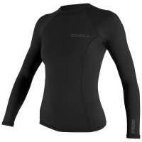 Women's O'Neill Thermo-X Long Sleeve Crew Wetsuit Top 2022 in Black size Medium | Nylon/Spandex