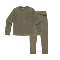 Kid's Oyuki Fleece Base Layer Set 2022 Gray in Charcoal size 8 | Spandex/Polyester
