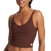 Women's Vuori Rib Crop Tank Top 2023 in Brown size X-Small | Elastane