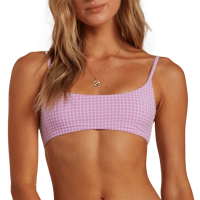Women's Billabong Surf Check Mini Crop Bikini Top 2021 in Purple size X-Large | Nylon/Elastane/Polyester