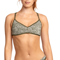 Women's RVCA Blocked Bralette Bikini Top in Green size Small | Elastane