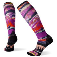 Women's Smartwool Performance Ski Zero Cushion Skication Print OTC Socks 2022 in Pink size Medium | Nylon/Wool/Elastane