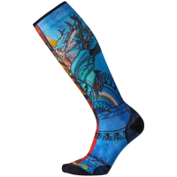 Women's Smartwool PhD Ski Ultra Light Print Socks 2021 in Blue size Large | Nylon/Wool/Elastane
