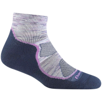 Women's Darn Tough Hiker 1/4 Lightweight Cushion Socks 2022 in Blue size Medium | Nylon/Spandex/Wool