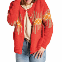 Women's Toad & Co Nitsa II Cardigan Sweater 2021 in Red size Medium | Wool/Polyester