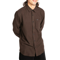Volcom Caden Solid Long-Sleeve Shirt 2022 Brown in Dark Brown size Large | Cotton/Polyester