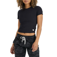 Women's Vuori Short-Sleeve Pose Fitted T-Shirt 2025 in Black size X-Small | Elastane