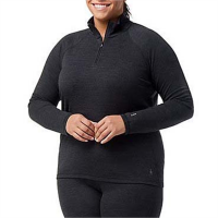 Women's Smartwool Classic Thermal Base Layer 1/4 Zip Plus Top 2023 in Gray size 2X